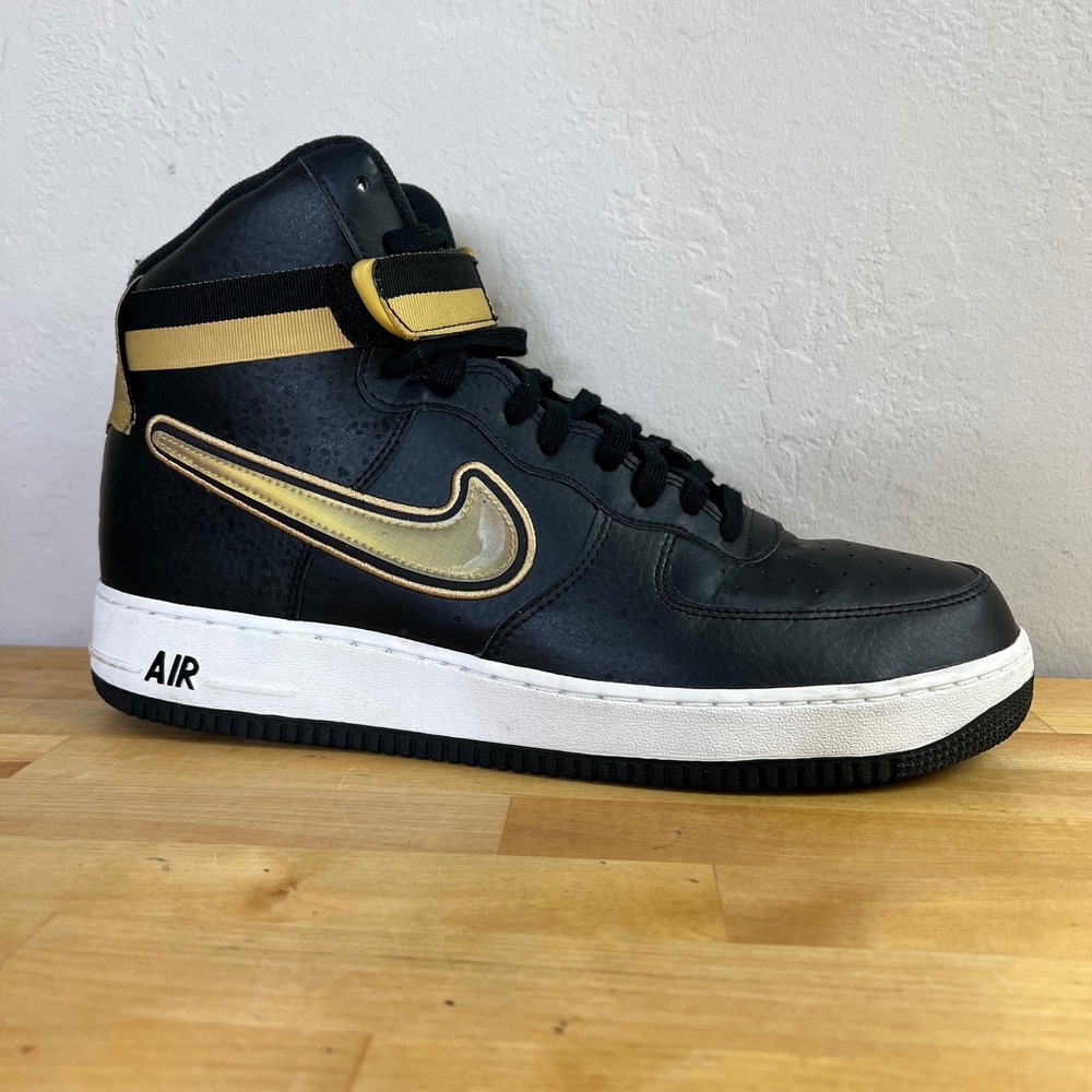 Nike Air Force 1 High NBA Black Metallic Gold Mens Size 13 AV3938-001 Sneakers
